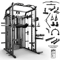 Mikolo Functional Trainer & Smith Machine, 2×2"Uprights (33 Holes), Dual 132LBS Weight Stack, Dual High/Low Cables, Full Body Workout Home Gym