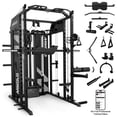 thumbnail image 1 of Mikolo Horus Smith Machine & Functional Trainer, 2×2"Uprights (33 Holes), Dual 128LBS Weight Stack, Dual High/Low Cables, Full Body Workout Home Gym, 1 of 18