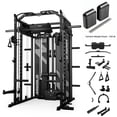 thumbnail image 1 of Mikolo Horus Smith Machine & Functional Trainer, 2×2"Uprights (33 Holes), Dual 128LBS Weight Stack, Dual High/Low Cables, Full Body Workout Home Gym, 1 of 13