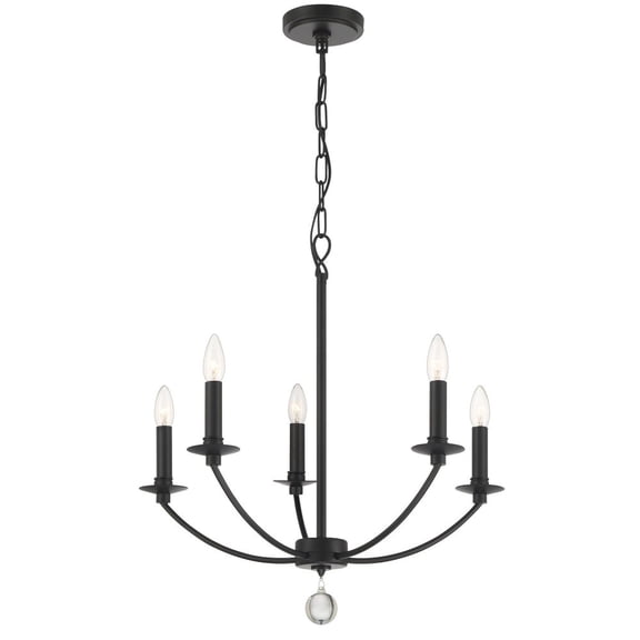 MIL-8005-BK Crystorama Lighting Mila - 5 Light Chandelier-24 Inches Tall and 23 Inches Wide     -Traditional Installation
