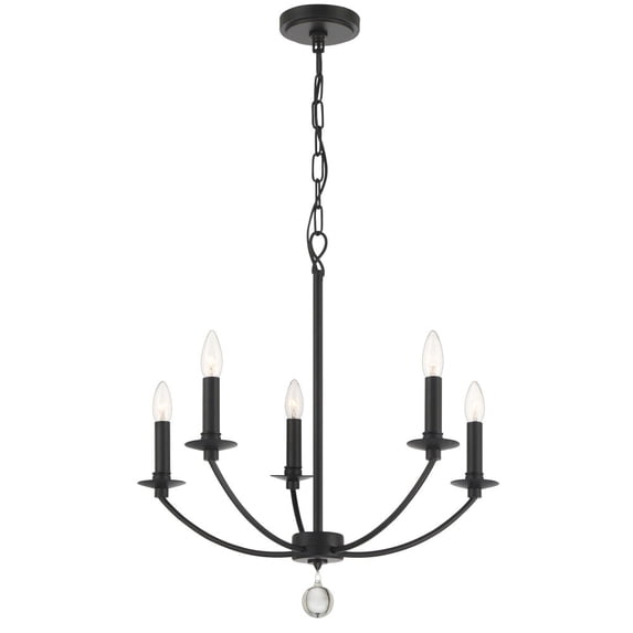 MIL-8005-BK Crystorama Lighting Mila - 5 Light Chandelier-24 Inches Tall and 23 Inches Wide -Traditional Installation
