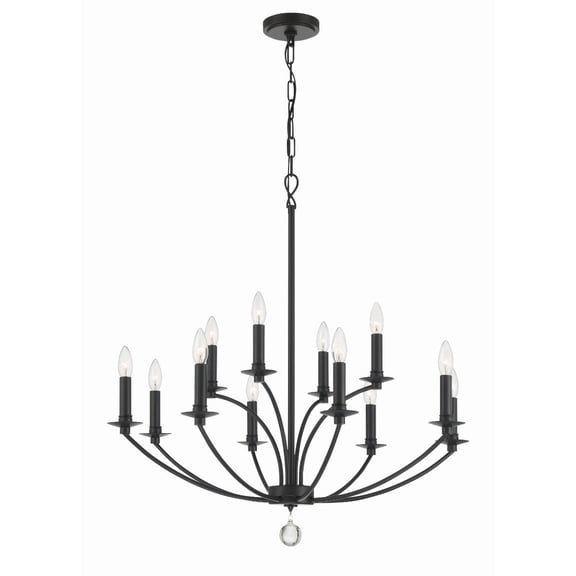 MIL-8012-BK Crystorama Lighting Mila - 12 Light Chandelier-32.5 Inches Tall and 32 Inches Wide     -Traditional Installation