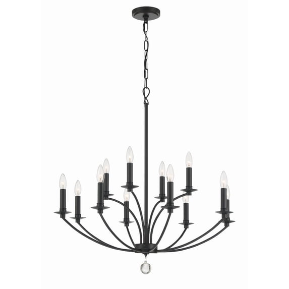 MIL-8012-BK Crystorama Lighting Mila - 12 Light Chandelier-32.5 Inches Tall and 32 Inches Wide -Traditional Installation