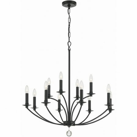 MIL-8012-BK Crystorama Lighting Mila - 12 Light Chandelier-32.5 Inches Tall and 32 Inches Wide     -Traditional Installation