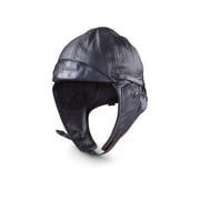 MIL-TEC Leather Aviation Helmet, Black, Extra Large