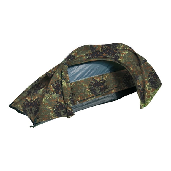 MIL-TEC Recom Tent, 1 Person, Flecktarn Camo, 95 x 53 x 34 in