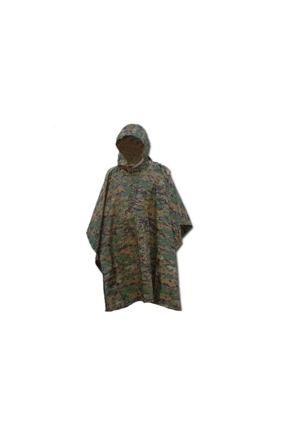Ripstop Wet Weather Poncho, Digital Woodland Camo, One Size,