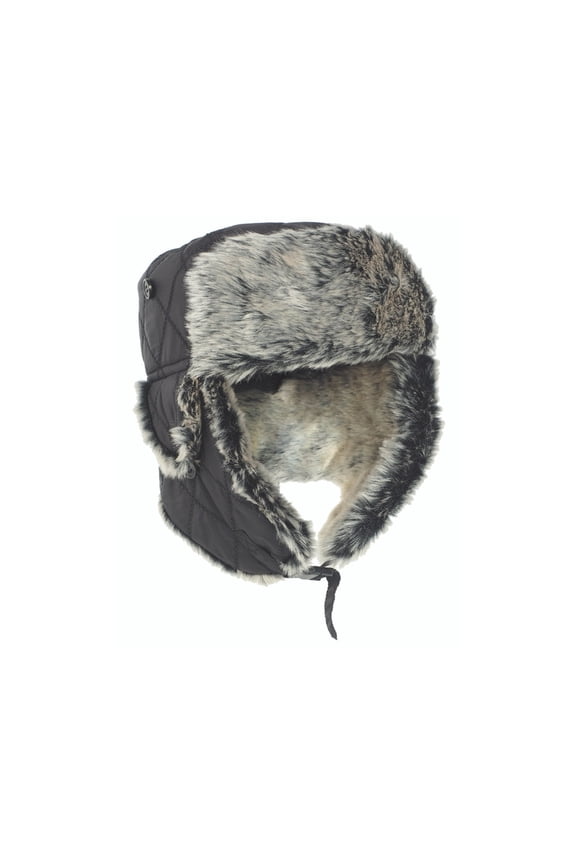 Winter Cap w/Fake Fur - Men's, Black, Large