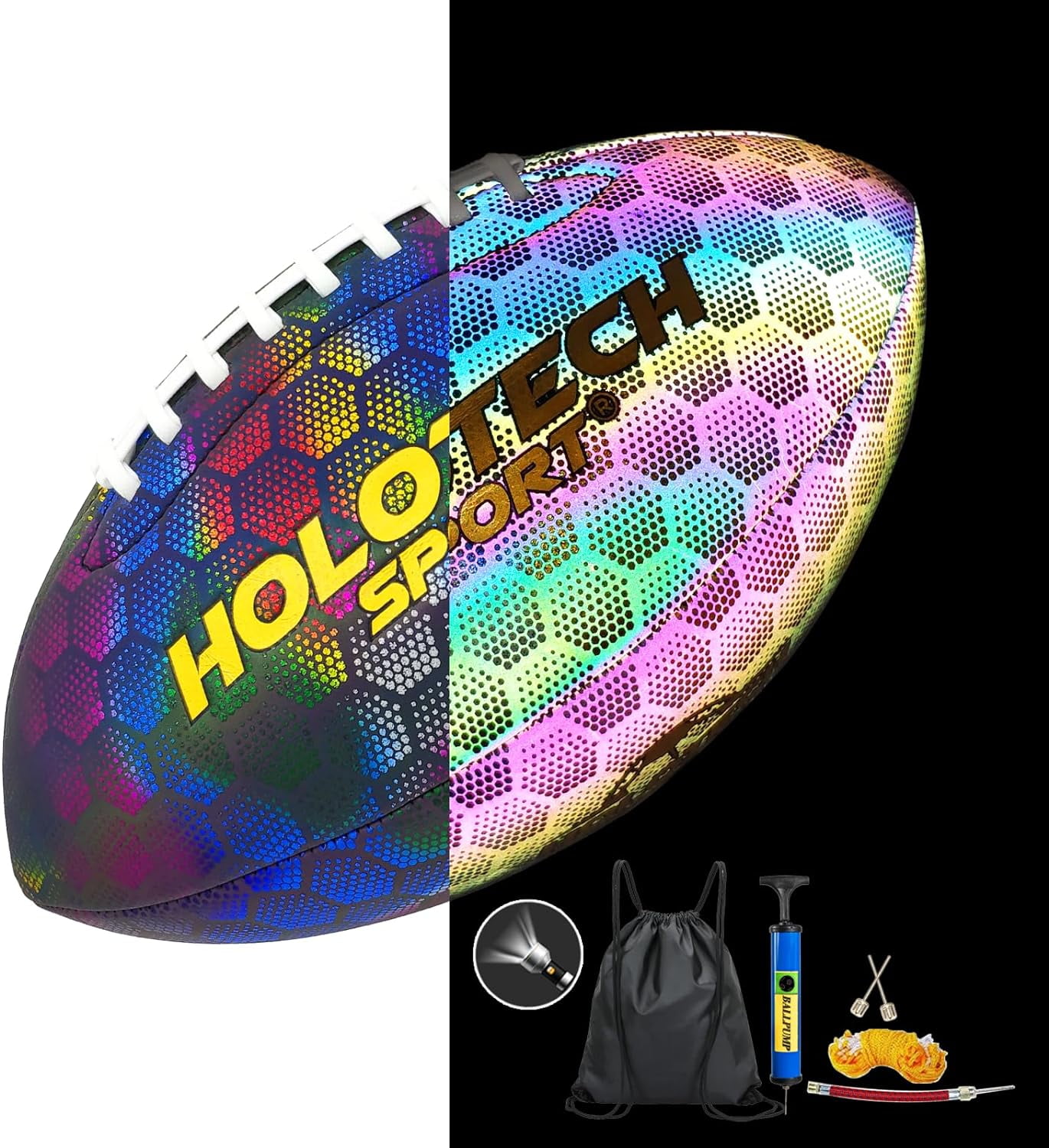 MILA CHIC Football Holographic Reflective Glowing Footballs with Pump