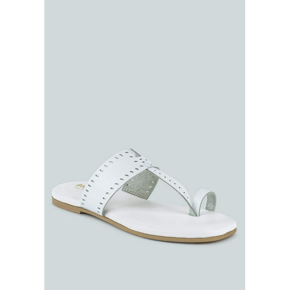 MILA White Toe Ring Thong Slip Ons