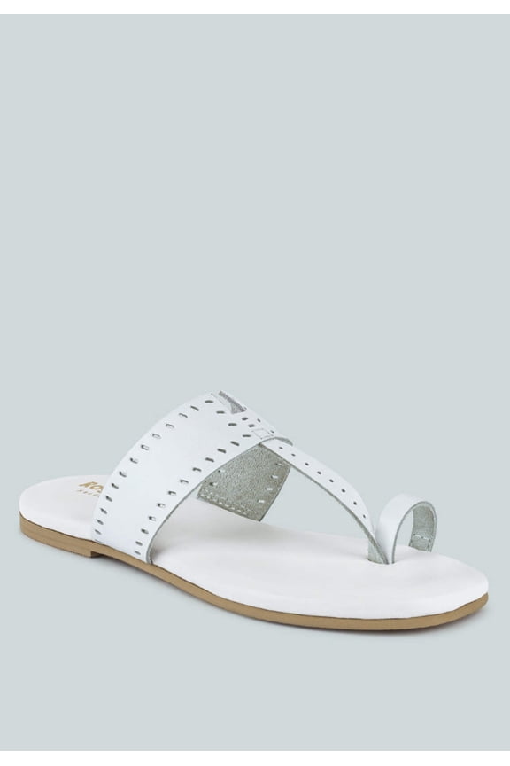 MILA White Toe Ring Thong Slip Ons