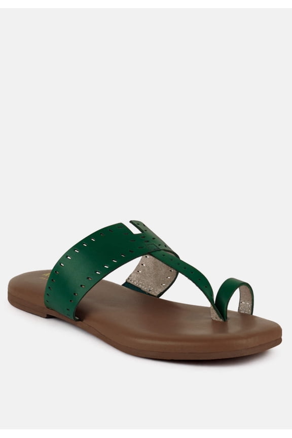 MILA Green Toe Ring Thong Slip Ons
