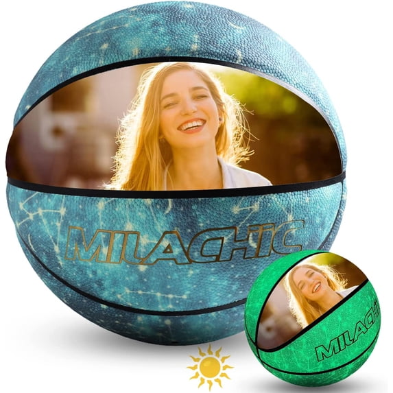 MILACHIC Customized Basketball, Glow in The Dark Personalized Basketball Size 7 (29.5") / Size 6 (28.5") / Size 5 (27.5")