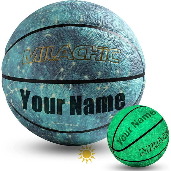 MILACHIC Customized Basketball, Glow in The Dark Personalized Basketball Size 7 (29.5") / Size 6 (28.5") / Size 5 (27.5")