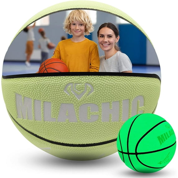MILACHIC Customized Basketball, Glow in The Dark Personalized Basketball Size 7 (29.5") / Size 6 (28.5") / Size 5 (27.5")