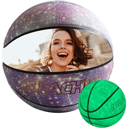 MILACHIC Customized Basketball, Glow in The Dark Personalized Basketball Size 7 (29.5") / Size 6 (28.5") / Size 5 (27.5")