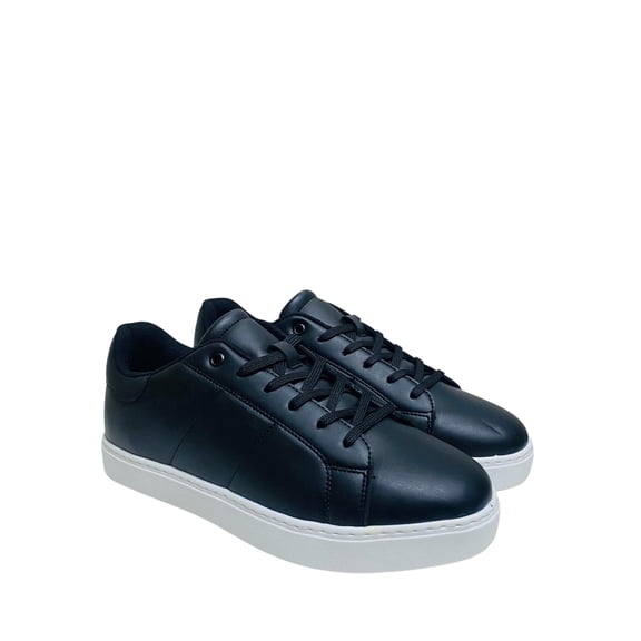 MILAN Men’s Sneakers Minimal Casual Lace-Up Shoes, Lightweight Comfortable Everyday Trainers Black 44