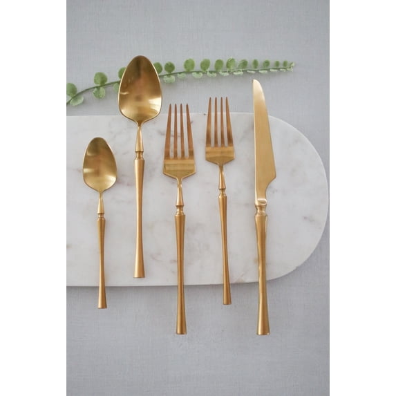 Marcel Ardani Milan 20-Piece Premium Stainless Steel Flatware Set with Matte Gold Handles, Service for 4