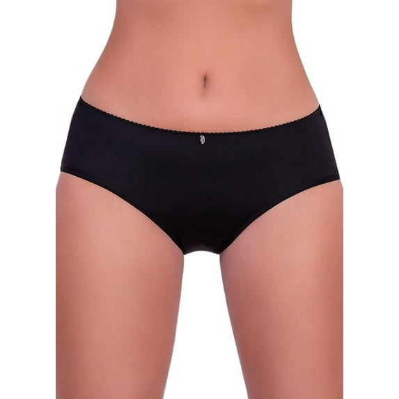 MILAVITSA-260501 Women's Panties Classic Culotte Made of Elastic Fabric. Cotton Gusset, Black, Size XL