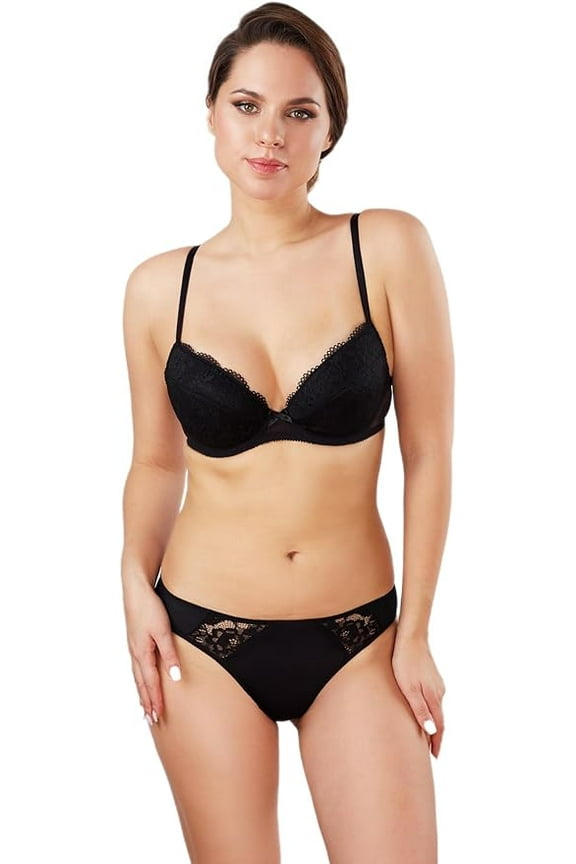 MILAVITSA-660810 Bra. Soft Cups with Underwire, Elastic lace. Collection Aveline Black, Size 34D