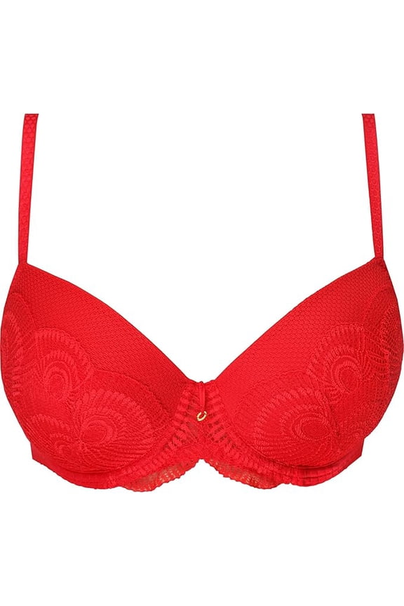 MILAVITSA Underwire Bra with a Dense Molded Cup from The Rhythm of The City Collection, Red, Size 32D