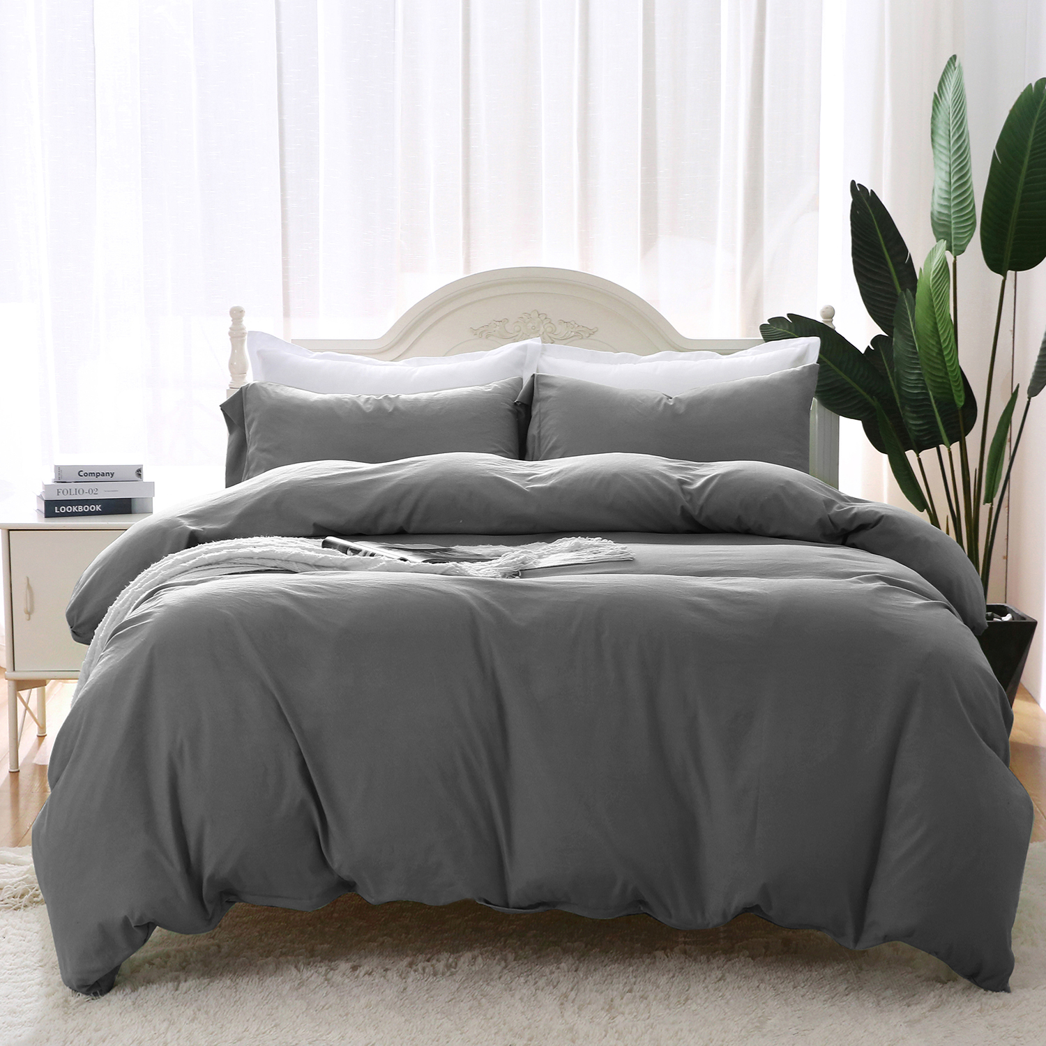 3Piece King Size Duvet Cover Set,TwoSide Printed Bedding Set, Zipper