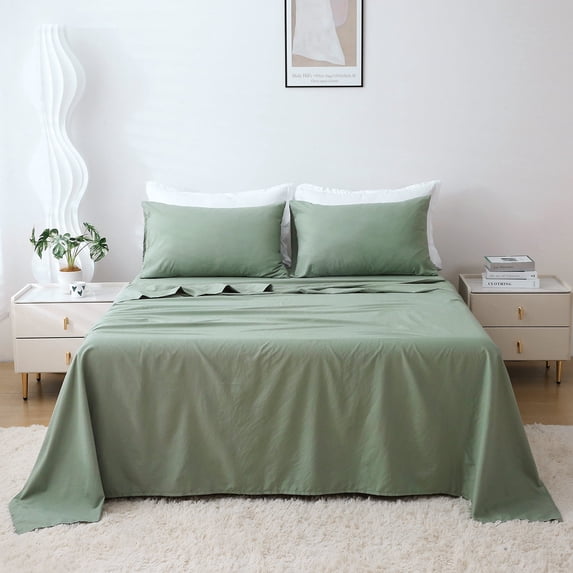 Mildly Queen Size Soft Bed Sheets Set, 1800 Thread Count, 22" Deep Pocket 4 packs, Soft Microfiber, Sage Green