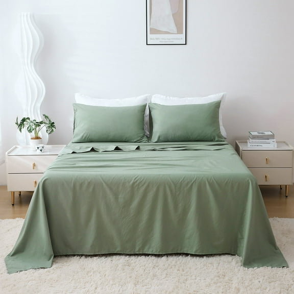 Mildly Queen Size Soft Bed Sheets Set, 1800 Thread Count, 22" Deep Pocket 4 packs, Soft Microfiber, Sage Green