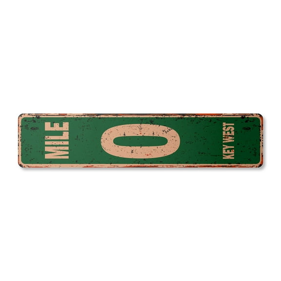 MILE 0 KEY WEST Vintage Plastic Street Sign marker zero southernmost keys Florida | Indoor/Outdoor |  18" Wide