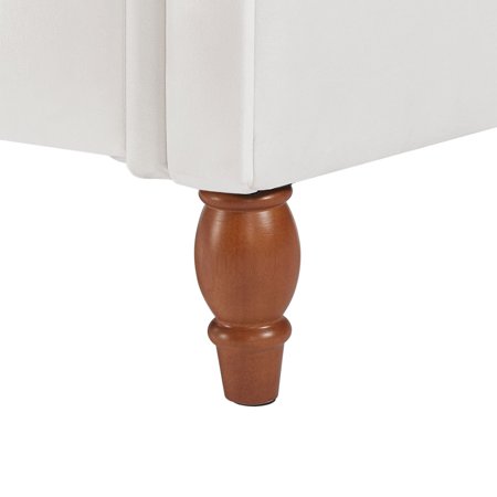 MILEMONT 63" Upholstered Storage Bench, Button-Tufted Large Storage Ottoman Bench for Bedroom End of Bed, Rolled Armed Bench Beige