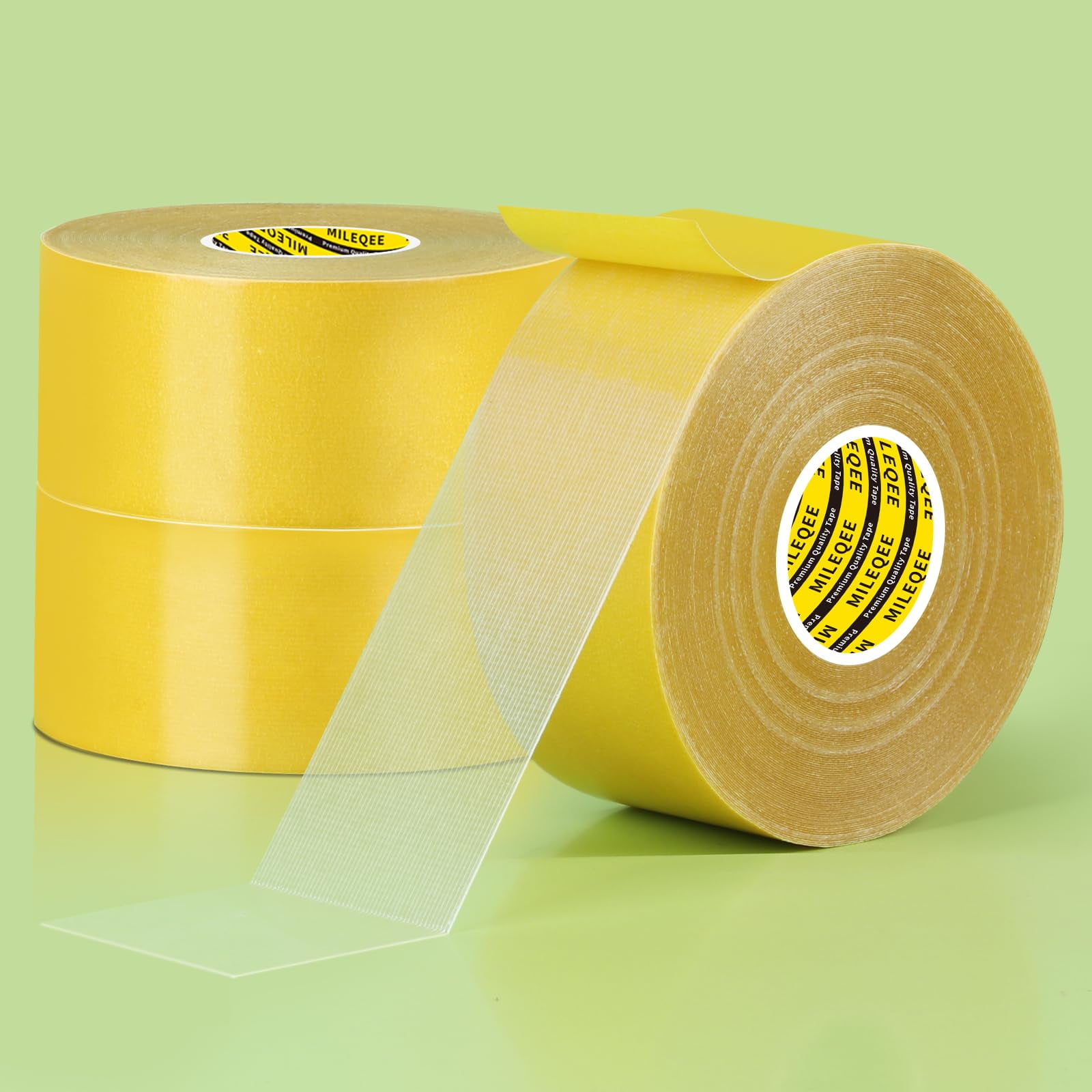 MILEQEE 3Pack Double Sided Tape Heavy Duty, 2in x 66FT, Super Sticky