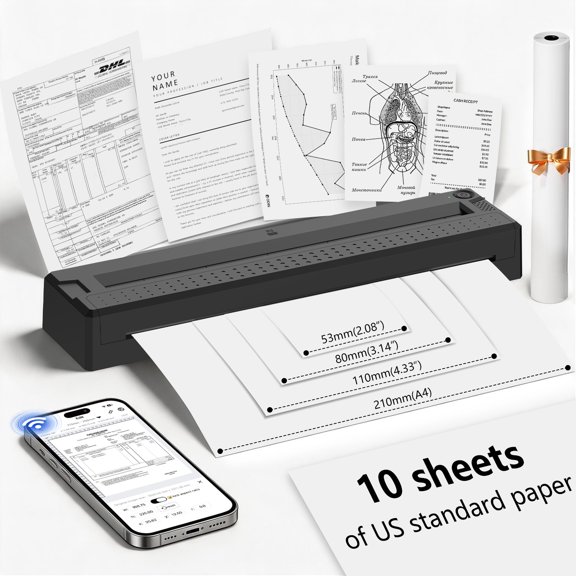MILESTONE Portable Bluetooth Tattoo Stencil Printer, Inkless Thermal Transfer Machine, Support Double-sided Printing, Compatible with Phone & Computer, Professional Tattoo Tool, Free 8 Sheets Tattoo
