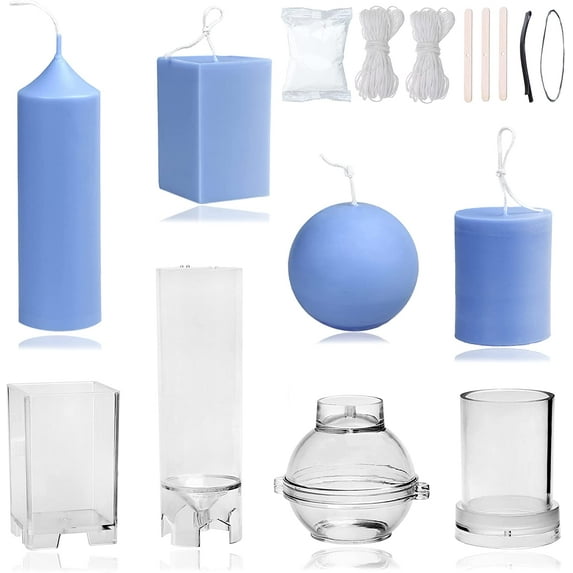MILIVIXAY 4pcs Plastic Candle Molds for Candle Making - Including Pillar Mold, Cylinder Mold, Rectangle and Sphere Mold - Candle Mold for Beeswax - Candle Making Molds.