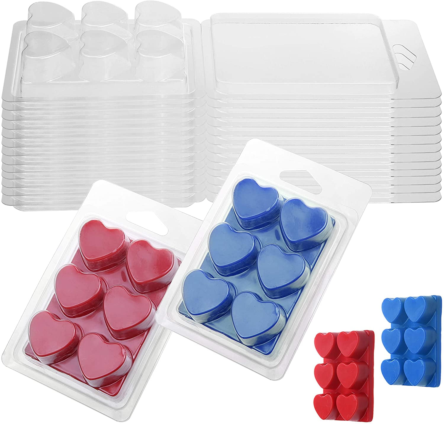 EUPNHY Wax Melt Containers-8 Cavity Clear Empty Plastic Wax Melt Molds-25 Packs Cubes Clamshells for Tarts Wax Melts.