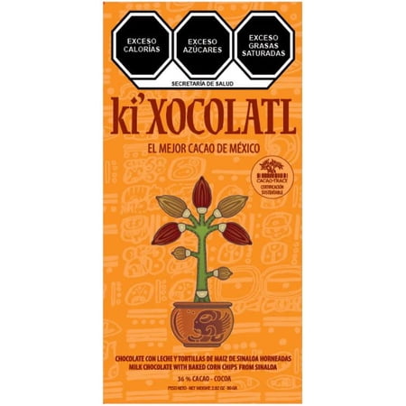 MILK CHOCOLATE AND TOASTED CORN TORTILLAS FROM SINALOA, GLUTEN FREE, HEAVY METAL FREE, ORGANIC, CACAO TRACE, 100% PURE CRIOLLO CACAO