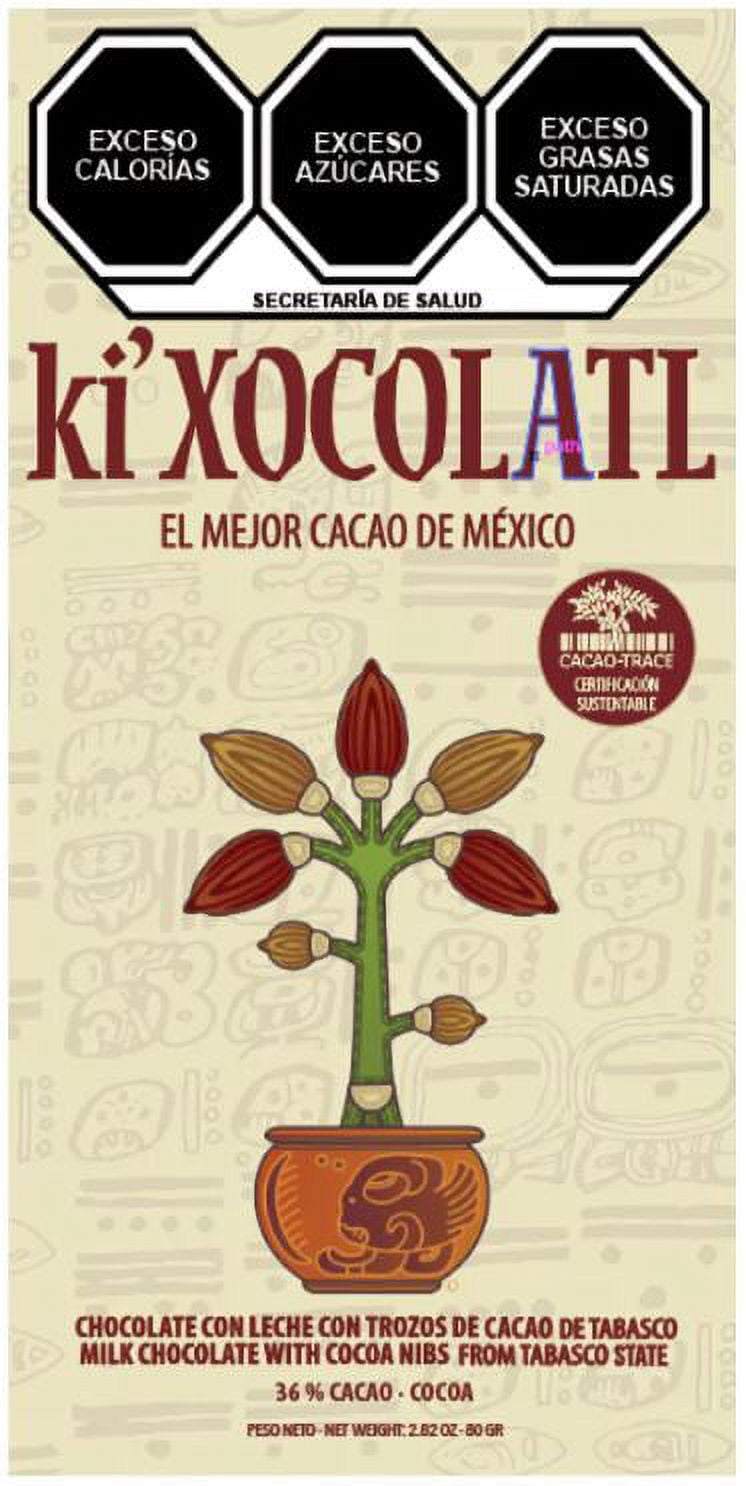MILK CHOCOLATE WITH COCOA NIBS FROM TABASCO STATE, GLUTEN FREE, HEAVY