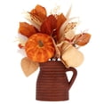thumbnail image 1 of Pumpkins and Foliage Artificial Arrangement in Milk Jar, Multicolor, 13", Fall by Way To Celebrate, 1 of 5