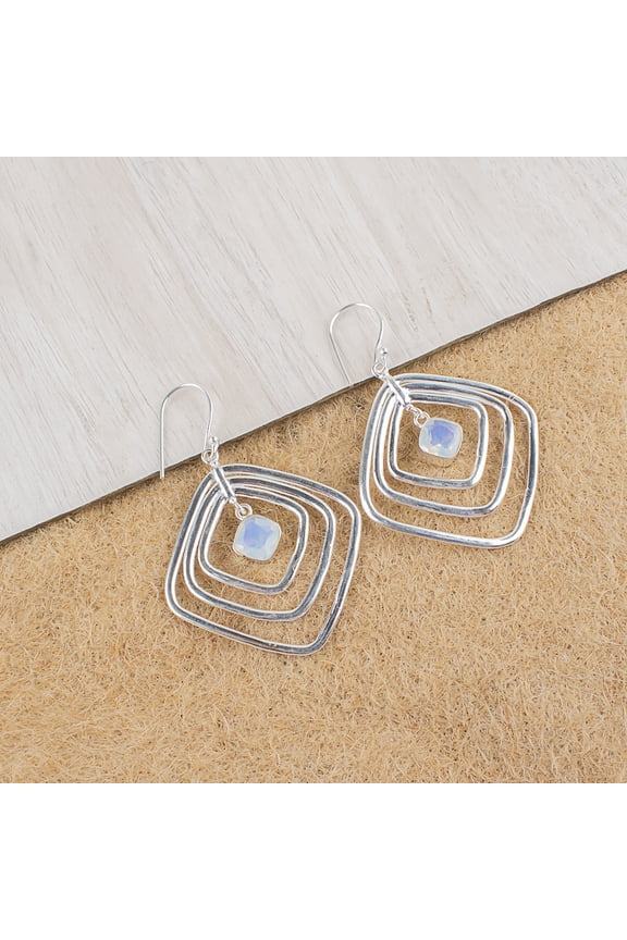 MILKY OPAL Earrings 925 Sterling Silver Jewelry