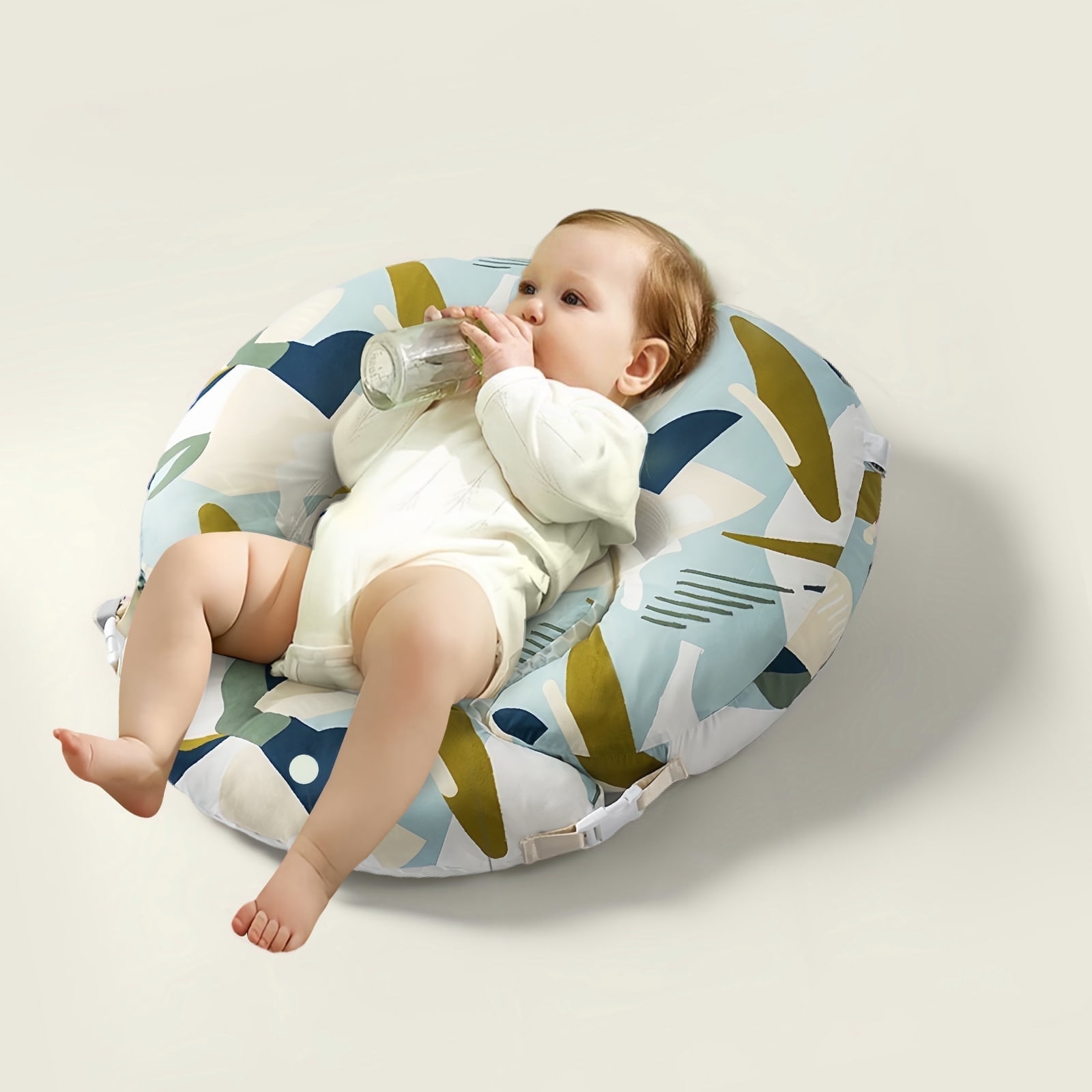 Milla Nursing Pillow, Ergonomic Nursing Essentials for Bottle and Breastfeeding, Firm Fiber Fill, with Cotton Removable Nursing Pillow Cover, Machine Washable