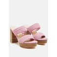 thumbnail image 1 of MILLE-FEUX Suede Slip-On Block Heeled Sandal In Pink, 1 of 7