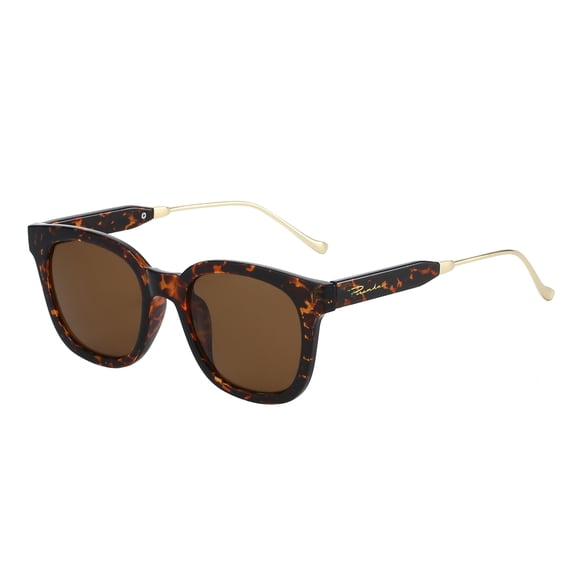 Piranha Eyewear Millie Tortoiseshell Square Hybrid Temple Sunglasses for Women with Brown Lenses