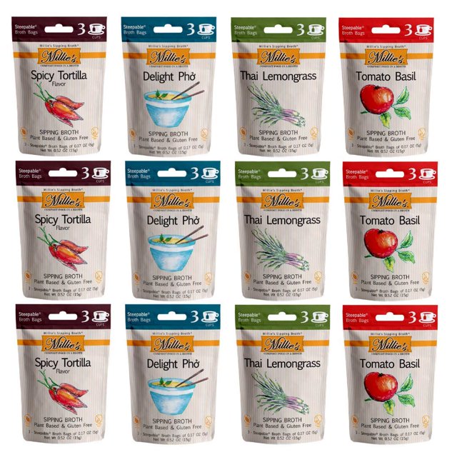 MILLIE'S SIPPING BROTH Steepable Vegetable Broth with Savory Seasonings