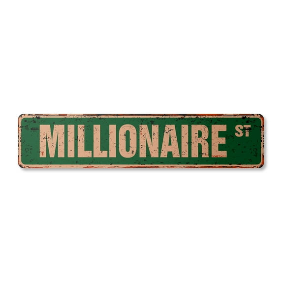 MILLIONAIRE Vintage Plastic Street Sign rich business owner man money | Indoor/Outdoor |  18" Wide