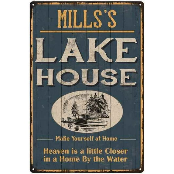 MILLS'S Lake House Blue Cabin Home Decor 16 x 24 Matte Finish Metal 116240038165