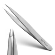 By MILLY Pointed Tweezers - High Carbon Stainless Steel Needle Nose Tweezers - Fine Point Tweezers Precision Hair Removal - Perfectly Aligned & Hand-Filed Sharp Tweezers - Silver