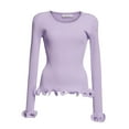 thumbnail image 1 of MILLY Women's Lavender Wired Edge Ribbed Knit Pullover Sweater (M), 1 of 1