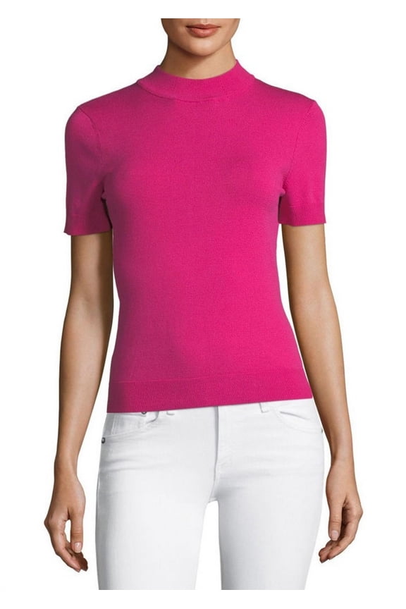 MILLY Women's Mod Neck Top, Raspberry, Medium