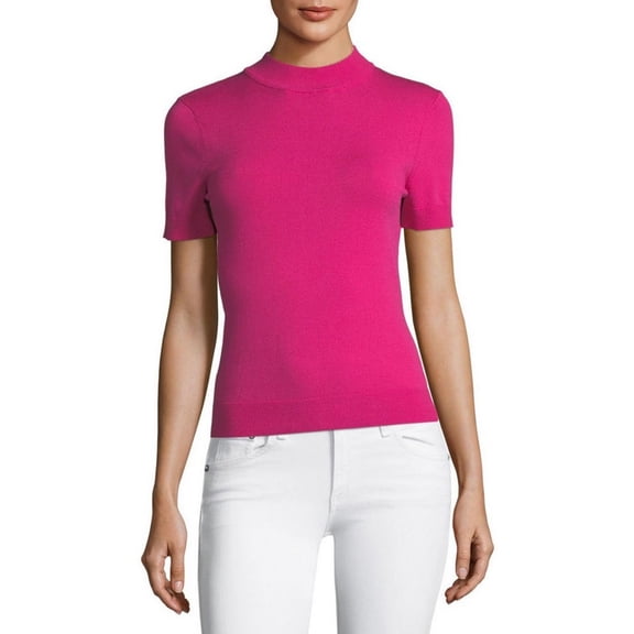 MILLY Women's Mod Neck Top, Raspberry, Medium