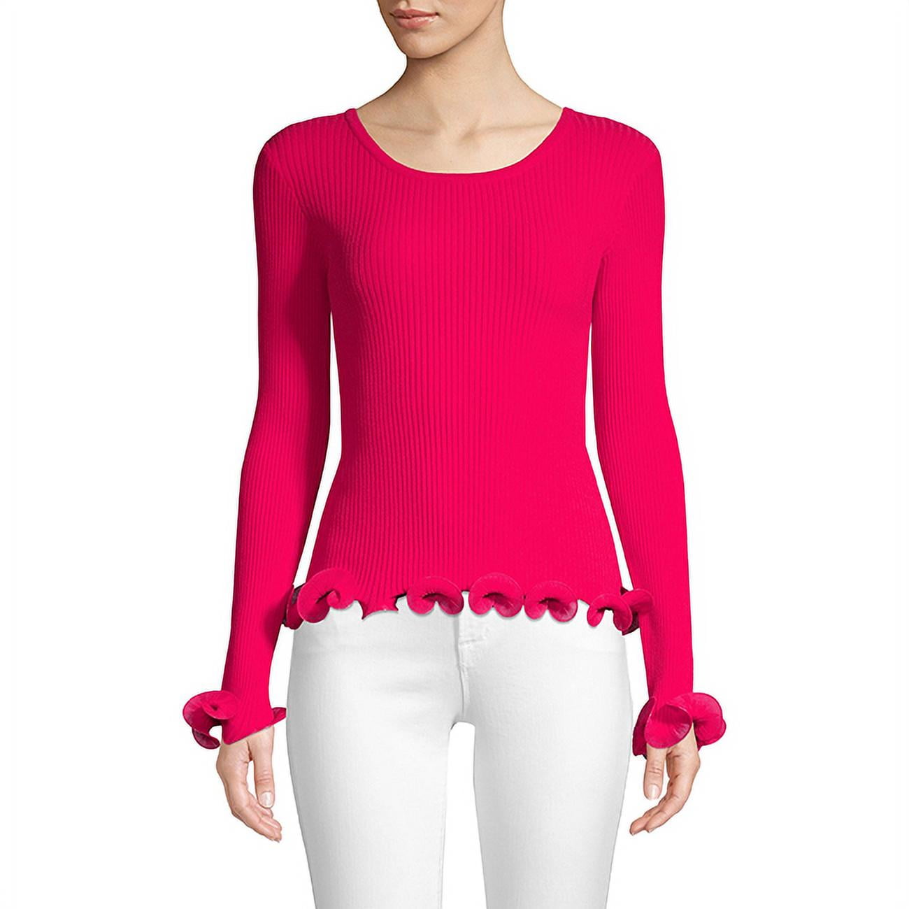 MILLY Women\'s Wired Edge Pullover, Raspberry P