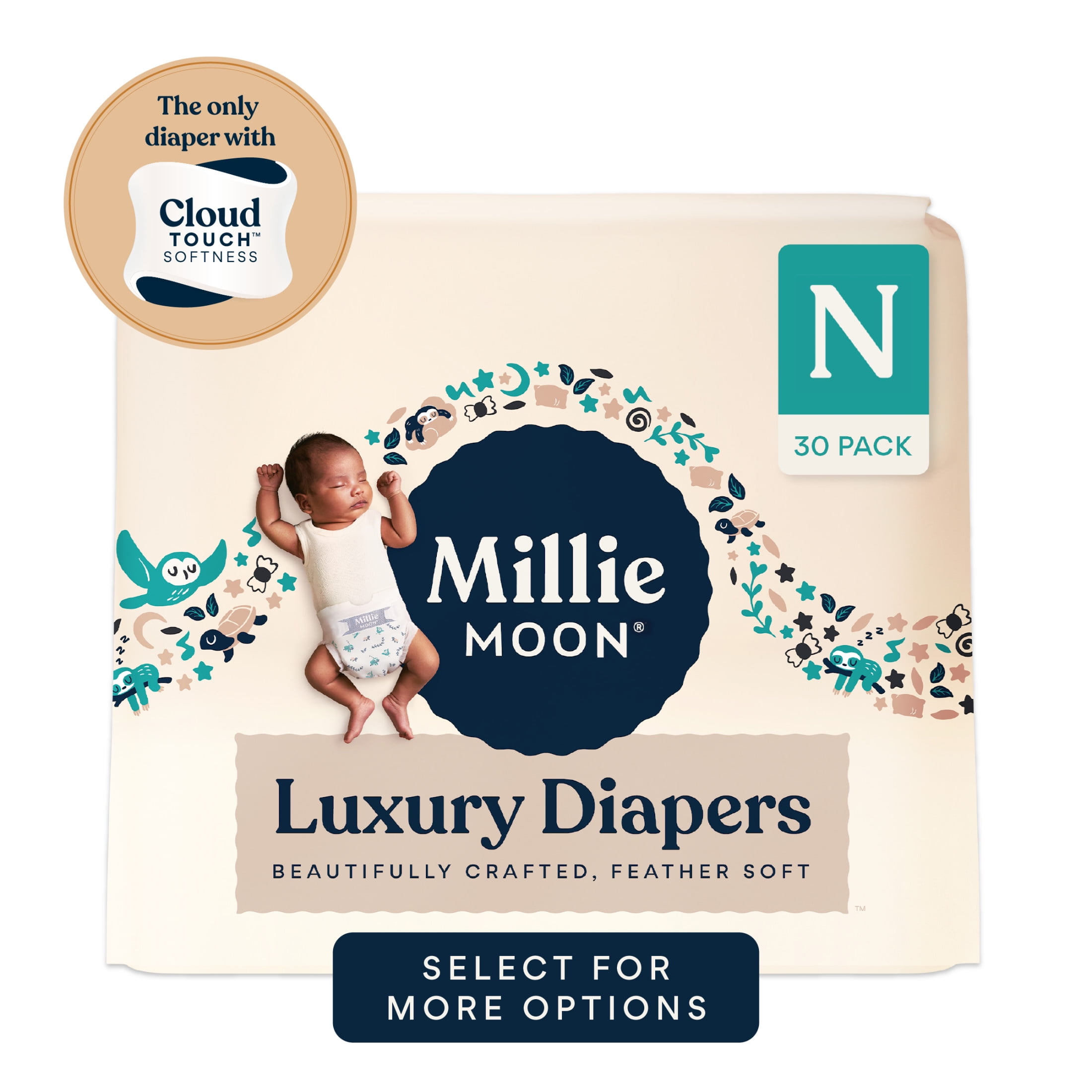 Millie Moon Luxury Diapers, Size 1, 100 Count (Select for More Options)